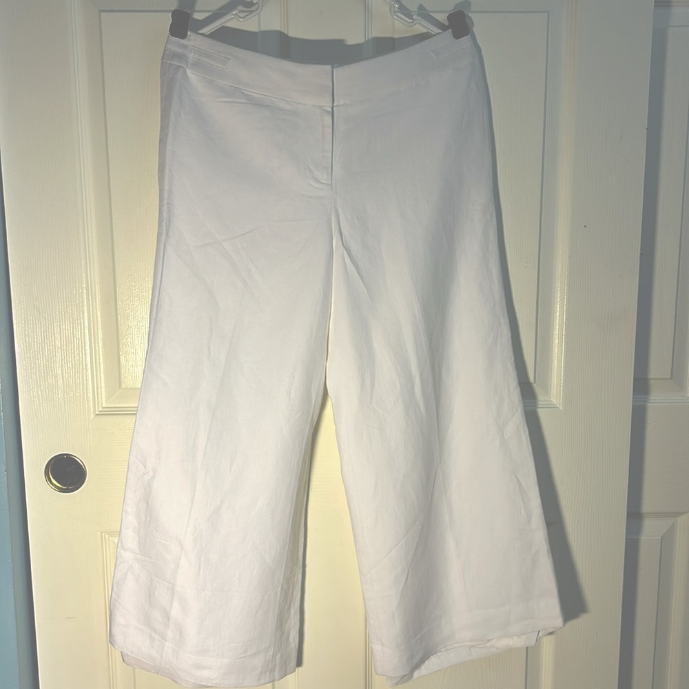 Ann Loft Cotton Linen Shell Wide Leg Pants